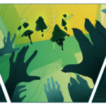 Panel 1: Saberic is being elbowed by the panicked crowd. Saberic: Please! You can't just leave people--you have to help! Panel 2: The guards are running towards the gate and disappearing into the stone as the hands of the refugees stretch towards them. Panel 3: Saberic has been knocked to his knees, the crowd is running past. Saberic: I know what they look like, I could point--